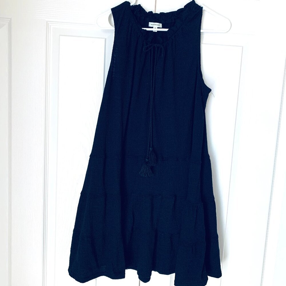 MAXMARA Gauzy Tiered Sleeveless Short Black Dress Sz M